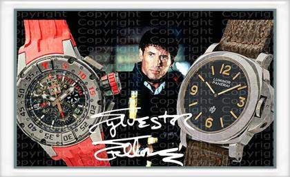 SYLVESTER STALLONE Uhren Collage. Seltenes Kunstwerk. Signiert. Makellos.