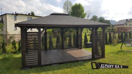 Gartenhaus 5m x 4m Gartenlaube Klebedach Holz Pavillon Holzarchitektur