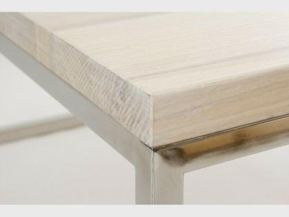 WHITE SINE COUCHTISCH ESCHE ESCHENHOLZ MASSIVHOLZ METALLRAHMEN 90x90x35cm