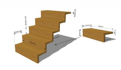 STUFE 85x24(+4)x4cm+SETZSTUFEN FALTTREPPE TREPPENSTUFEN MASSIVHOLZSTUFEN BUCHE