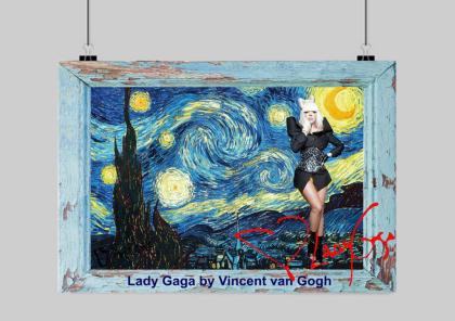 LADY GAGA von Vincent van Gogh. 60x45 cm. Blickfang! Star Souvenir. Super Deko. 