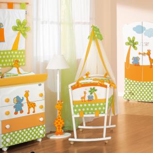 Babywiege Gigi & Lele komplett Set - Stubenwagen mit bunten Textilien NEU Made i