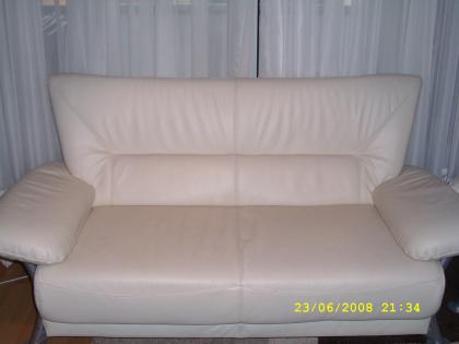 TOP Ledersofa 3,2,1 Crem- Weiss Farbig Vhb :-