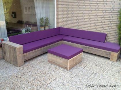 Stylische Bauholz Lounge-Eckbank Leverkusen von www.exklusivdutchdesign.de