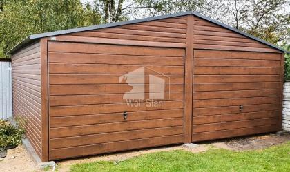  Blechgarage 6x5m Metallgarage Fertiggarage Dunkles Walnussholz ID78