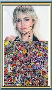 Miley Cyrus Kunstwerk. Collage. Kunstdruck. Signiert. Geschenk. Souvenir. Raritä