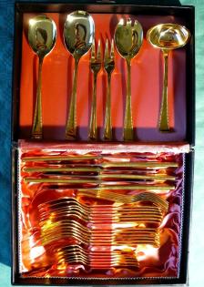 Essbesteck 36 Teile 24 Karat hartvergoldet (BE026)