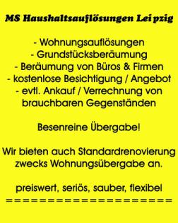 Günstige Wohnungsauflösung in Leipzig / Haushaltsauflösung / Beräumung / Entrümp