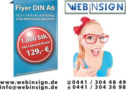 Flyer, Handzettel, Flugblatt, Werbezettel, DIN A6, 1000 Stck. nur 129 EUR