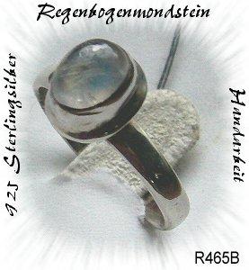 Silberschmuck, Ring mit einem Regenbogenmondstein