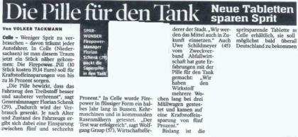 Die Pille für den Tank!