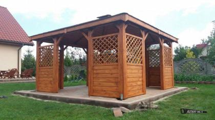 HOLZGARTENLAUBE HOLZHAUS MIT IMPRÄGNIERUNG GARTENHÄUSCHEN 4-ECK PERGOLEN 4x4m