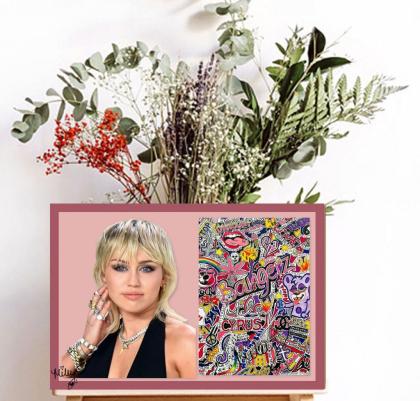 Miley Cyrus Kunstwerk. Wandbild! Eine schöne Miley Cyrus! Wanddeko. Souvenir!