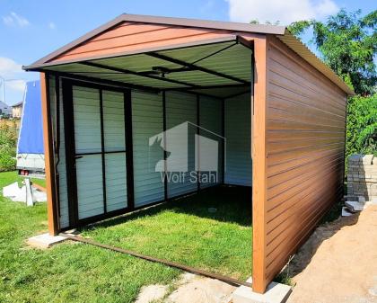 Blechgarage 3x4m Metallgarage Fertiggarage Holzoptik ID100