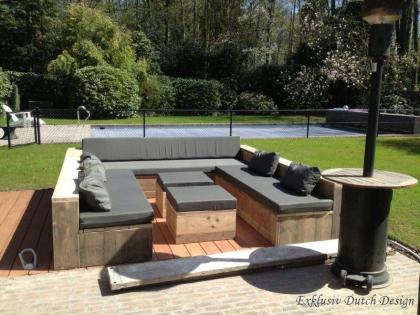 Extravagante Bauholz U-Loungebank Unna bei www.exklusivdutchdesign.de