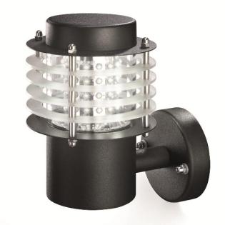 Wandleuchte schwarz, Edelstahl, 30 weiße LED, Stromanschluss