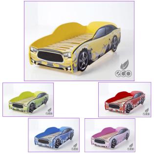 Babybett Kinderbett Jugendbett Autobett Holz Bett 5 FARBEN Dodge 170/ 74 Matratz