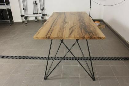 COUCHTISCH MASSIVHOLZ SCHWARZ STAHL HANDGEMACHT EPOXIDHARZ LACKIERT 180x88x78cm