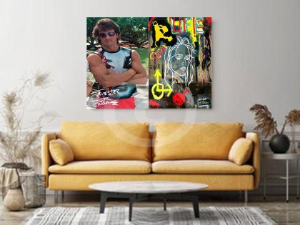Rarität! SYLVESTER STALLONE Kunstwerk 80x60 cm auf Leinwand mit Keilrahmen! Souv