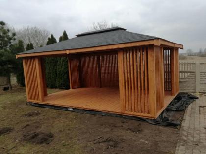 GARTENHAUS PAVILLON GARTENLAUBE KLEBEDACH HOLZ MIT IMPRÄGNIERUNG MIELNO 6x4m