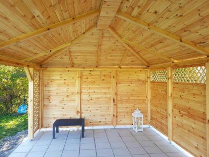 GARTENHAUS GARTENLAUBE KLEBEDACH HOLZ LEHENBERG BITUMENSCHINDELN 6x4m