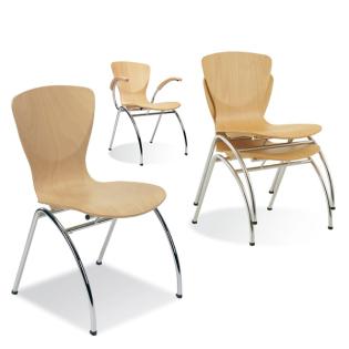 Besucherstuhl mit Holzschale