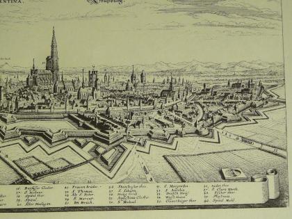 Alte Grafik von Straßburg 50x40. B052