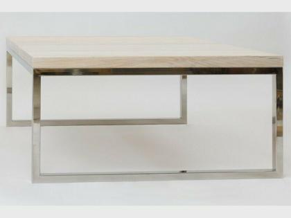 WHITE SINE COUCHTISCH ESCHE ESCHENHOLZ MASSIVHOLZ METALLRAHMEN 90x90x35cm