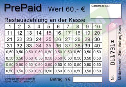 Abstreichkarten / Bezahlkarten für Discotheken oder Veranstalter