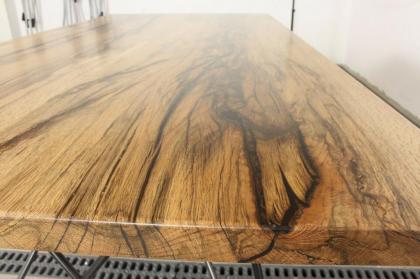 COUCHTISCH MASSIVHOLZ SCHWARZ STAHL HANDGEMACHT EPOXIDHARZ LACKIERT 180x88x78cm