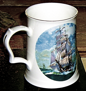 Segelschiff Porzellan Krug Royal Worcester Hammersley Bone China