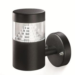 Wandleuchte schwarz, Edelstahl, 30 weiße LED, Stromanschluss