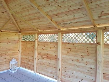 GARTENHAUS GARTENLAUBE KLEBEDACH HOLZ LEHENBERG BITUMENSCHINDELN 6x4m