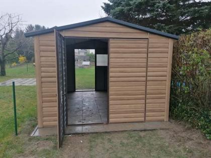 Blechgarage Garage Geräteschupppen 3x4 m verzinkt KFZ Lager Holzoptik