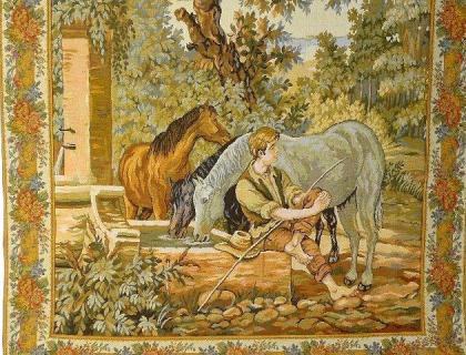 Gobelin Bildteppich Pferdetränke. G019