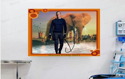 Daniel Craig alias 007 James Bond. Einmaliger Kunstdruck. 45x30 cm. Souvenir. Wa