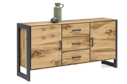 Sideboard Janne Alteiche Echtholz furniert Metall graphitgrau EF-2276