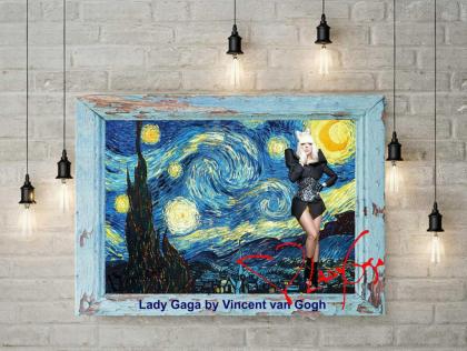 LADY GAGA von Vincent van Gogh. 60x45 cm. Blickfang! Star Souvenir. Super Deko. 