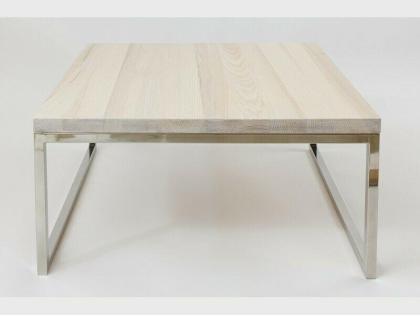 WHITE SINE COUCHTISCH ESCHE ESCHENHOLZ MASSIVHOLZ METALLRAHMEN 90x90x35cm