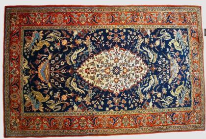 Orientteppich Teheran mit Seide 100 J. alt. T085