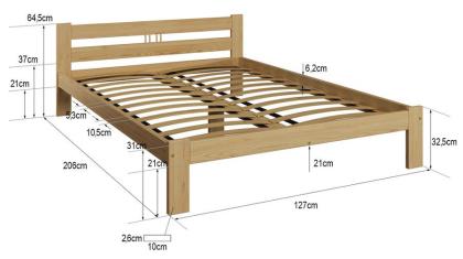 Kieferbett Jugendbett Ehebett 120x200 mit Bettgestell EHB08/ NA