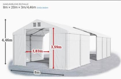 Ganzjähriges Lagerzelt Lagerhalle Polar 8x20 Garage PVC Winter
