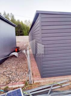 Blechgarage 15x6m Schwingtor  Anthrazit Pultdach Stahlgarage Doppelgarage Liefer