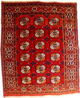 Sammlerteppich Tekke 128x103 antik (T078)