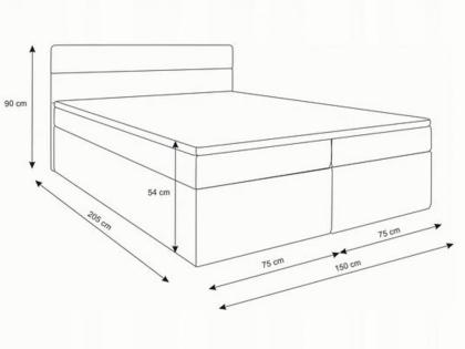 Kontinentales Bett mit Stauraum Farbauswahl mit Matratze 160x200