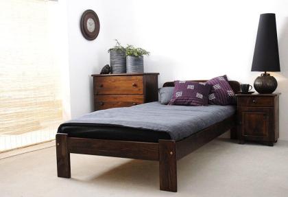 Kieferbett Massivholz Einzel Nuss Bettrahmen 90x200cm flexibles Lattenrost FSC e