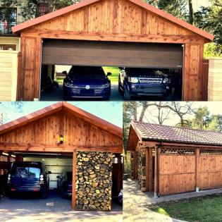 GARAGENVORDACH HOLZÜBERDACHUNG FÜR AUTO HOLZGARAGE GARAGE GARTENHAUS 5MX5M