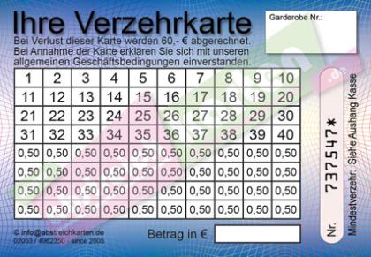 Abstreichkarten / Bezahlkarten für Discotheken oder Veranstalter