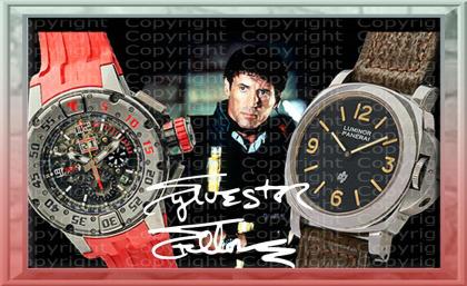 SYLVESTER STALLONE Uhren Collage. Seltenes Kunstwerk. Signiert. Makellos.