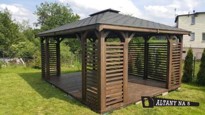 Gartenhaus 5m x 4m Gartenlaube Klebedach mit Holz Pavillon Holzarchitektur